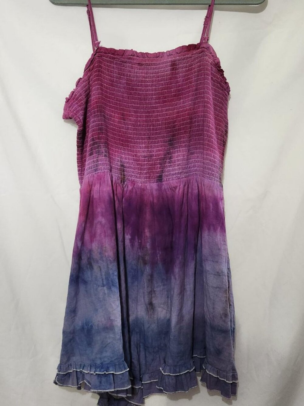 One of a Kind Hand Dyed Cotton Linen Romper Purple Blue Festival Vacation 2XL